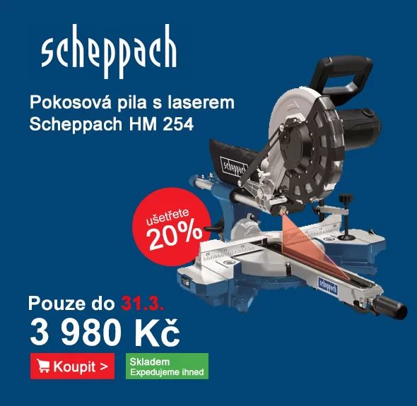 Pokosová pila s potahem a laserem Scheppach HM 254