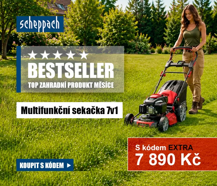 Multifunkční travní sekačka 7v1 s pojezdem a elektrostartem Sche