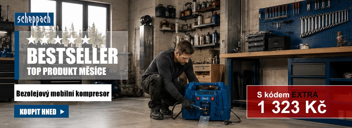 Bezolejový mobilní kompresor 12 V/230 V 8 bar Scheppach Air Forc