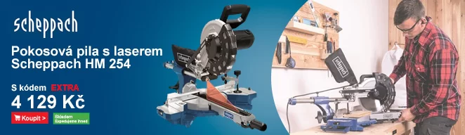 Pokosová pila s potahem a laserem Scheppach HM 254
