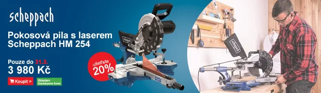 Pokosová pila s potahem a laserem Scheppach HM 254