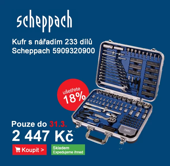 Hliníkový kufr s nářadím, 233 dílů Scheppach 5909320900