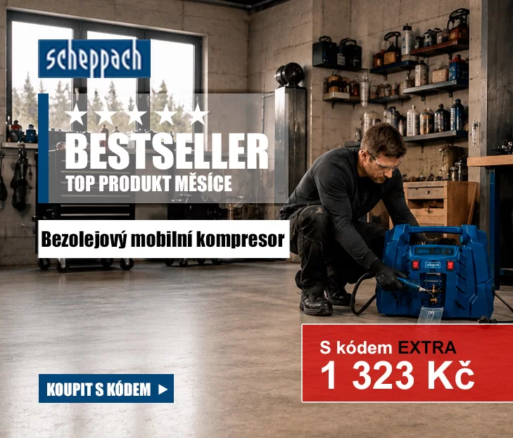 Bezolejový mobilní kompresor 12 V/230 V 8 bar Scheppach Air Forc