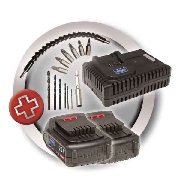 Aku 2-rychlostní příklepový vrtací šroubovák 20V 2x2,0Ah Scheppach CID40-20Li