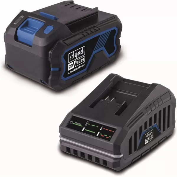 Set 20V IXES nabíječky 2,4A a lithium-iontové baterie 4,0Ah Scheppach SBSK4.0